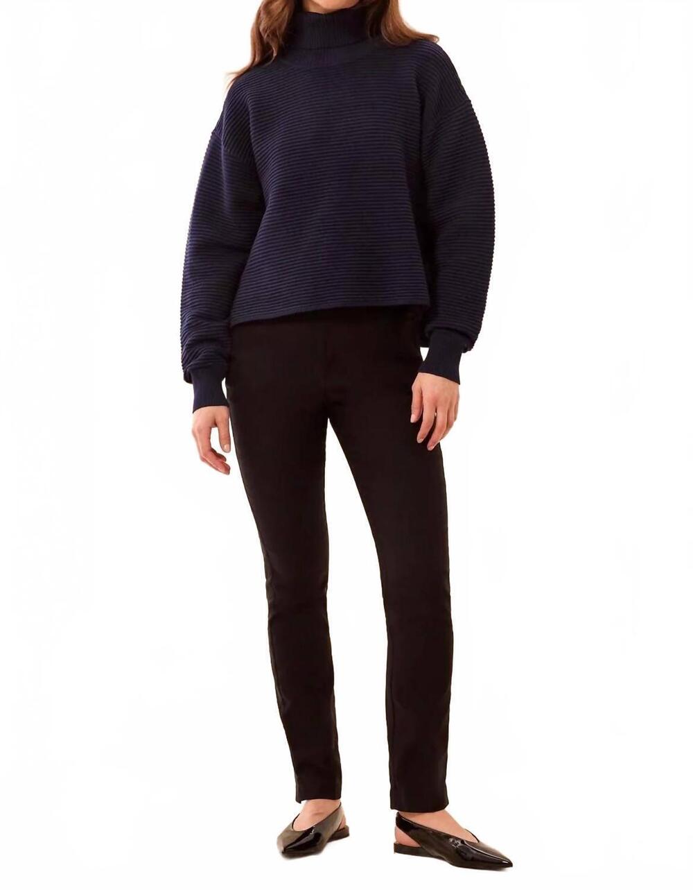 NEW TRIBAL textured rib mock neck sweater with side slits in nightfall